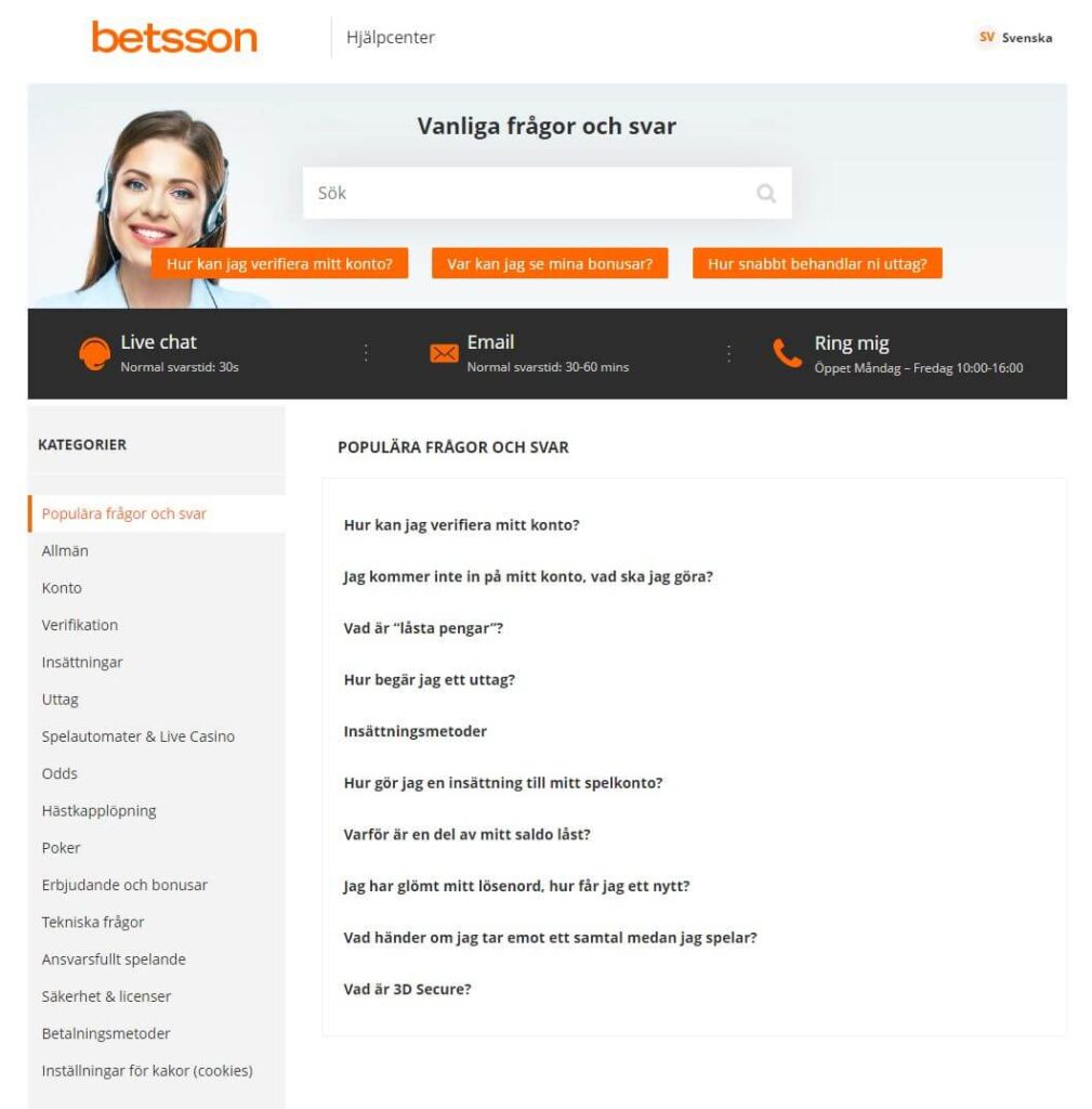 Betsson Help Center