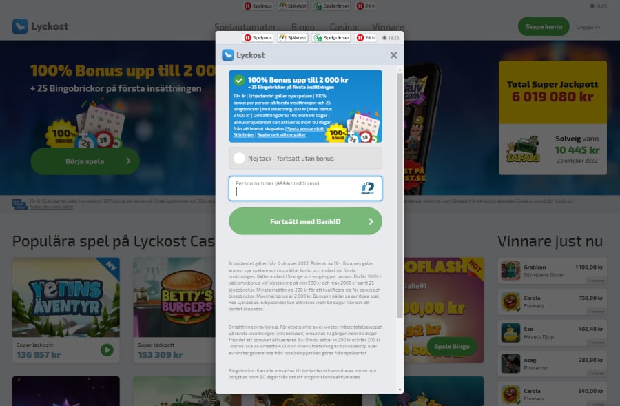 Lyckost välkomstbonus