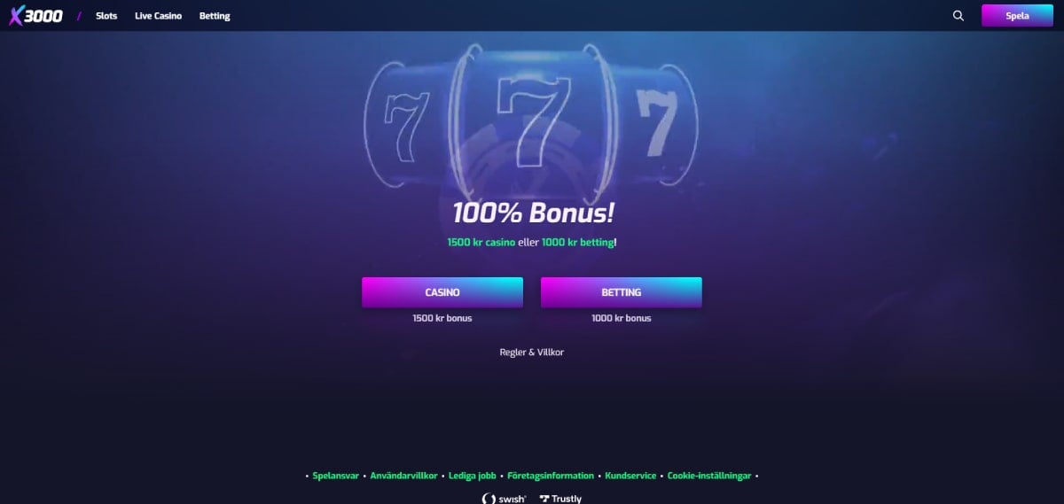 X3000 casino bonus
