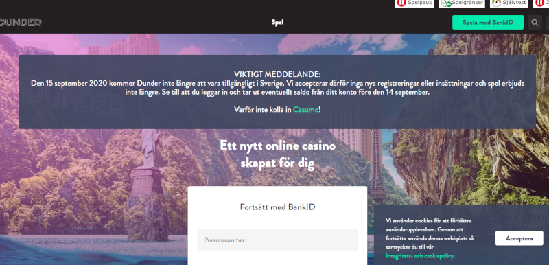 Dunder stänger ner