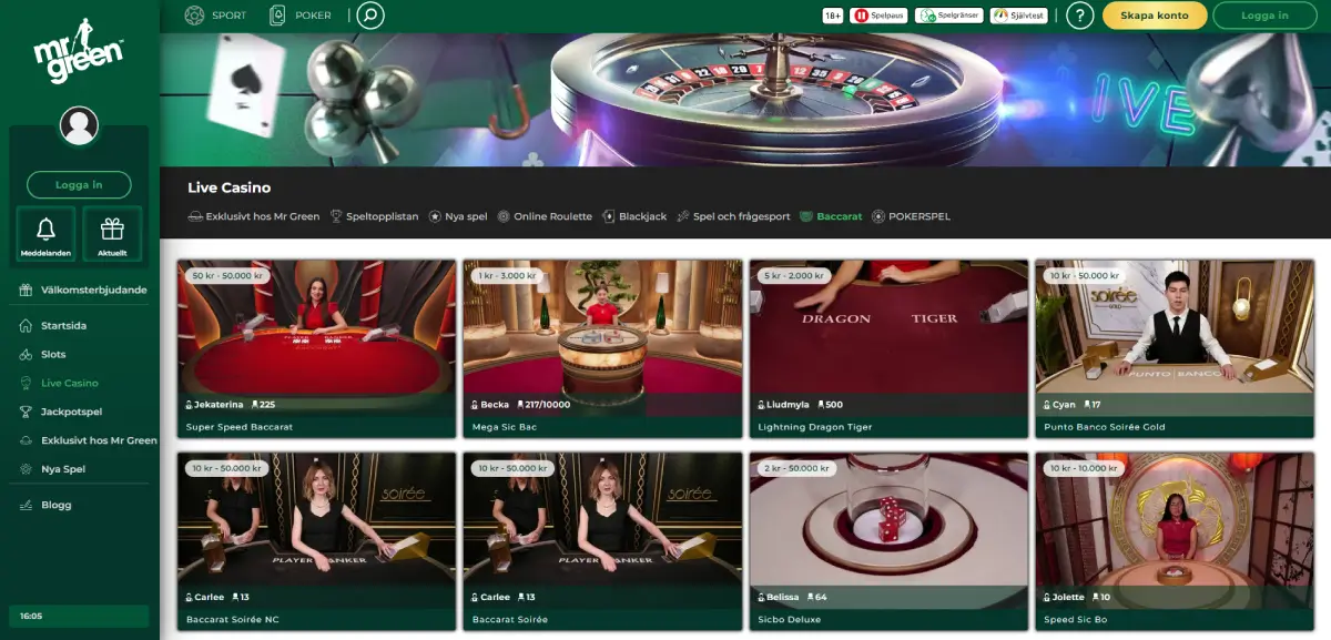 mr green baccarat