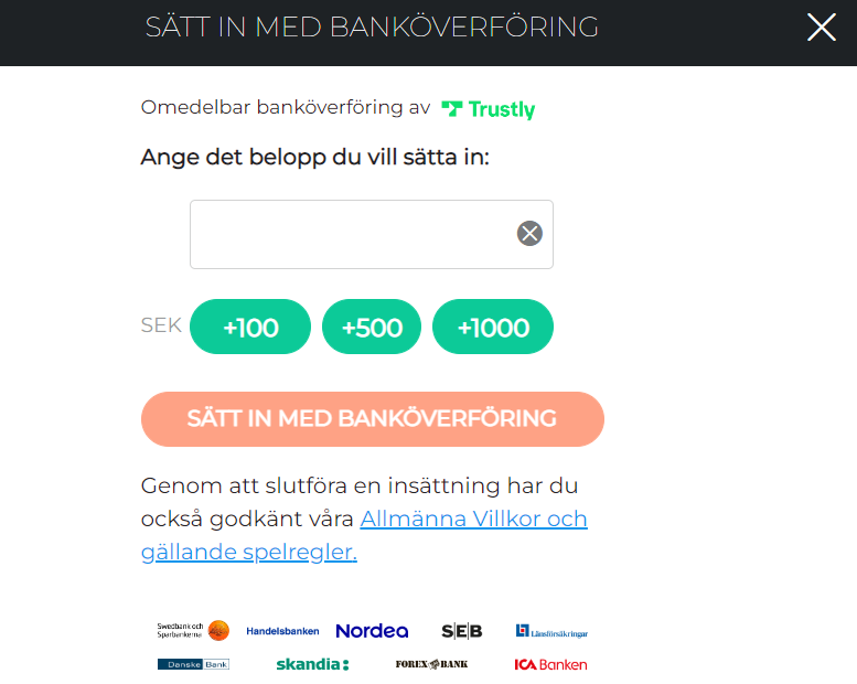 Ninja Casino Trustly registrering